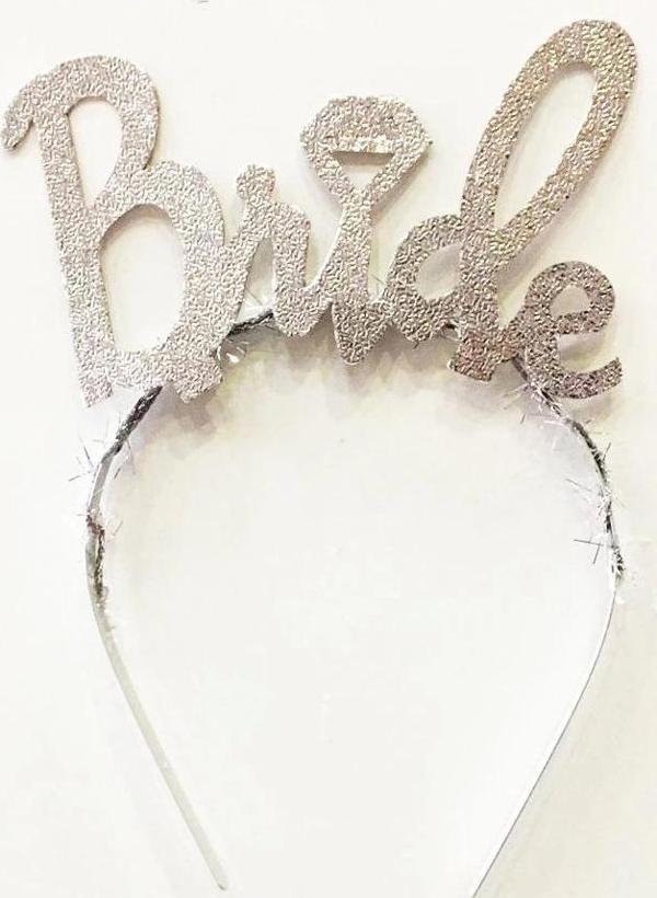 Çocuk Gümüş Renk Bekarlığa Veda İtalik Yazı Alyanslı Bride Taç - Image 1