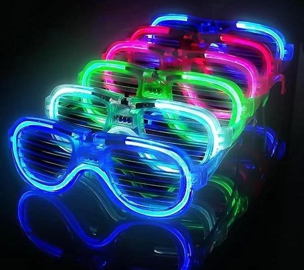 Glow Işıklı Panjur Parti Gözlüğü 3 Fonksiyonlu Eğlenceli Aksesuar 12 Adet - Image 1