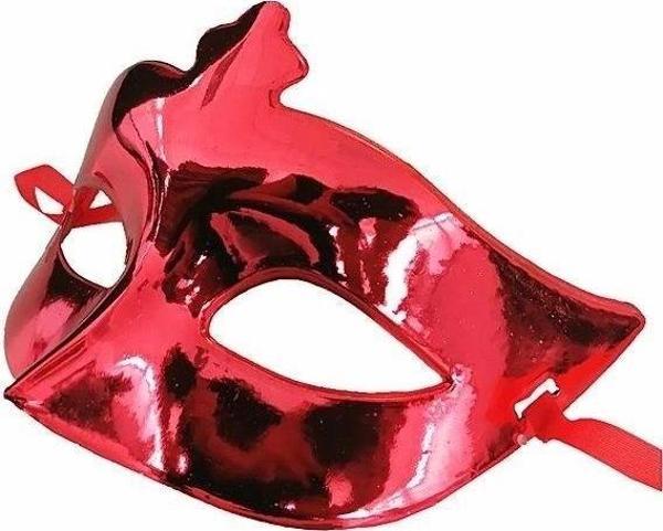 Çocuk Kırmızı Renk Kostüm Partisi Ekstra Parlak Balo Maskesi 15x10 cm - Image 1