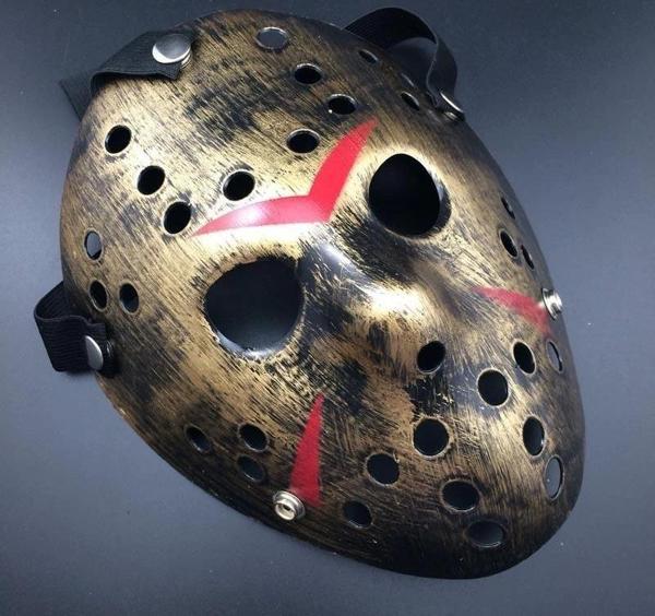 Çocuk Bakır Renk Kırmızı Çizgili Tam Yüz Hokey Jason Maskesi Hannibal Maskesi - Image 1