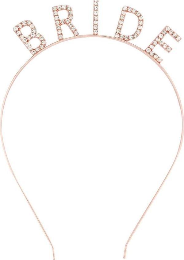 Çocuk Rose Gold Renk Bekarlığa Veda Kristal Taş Bride Tacı İthal 16x10 cm - Image 1