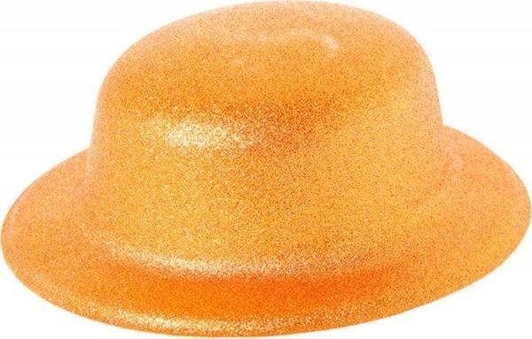 Çocuk   Turuncu Renk Simli Melon Yuvarlak Parti Şapkası 24x26 cm - Image 1