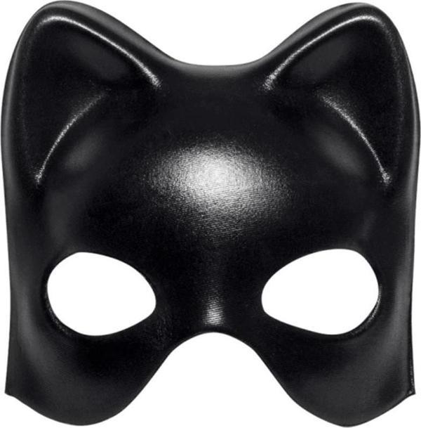 Siyah Deri Görünümlü Kedi Maskesi Cosplay ve Maskeli Balo Aksesuarı - Image 1
