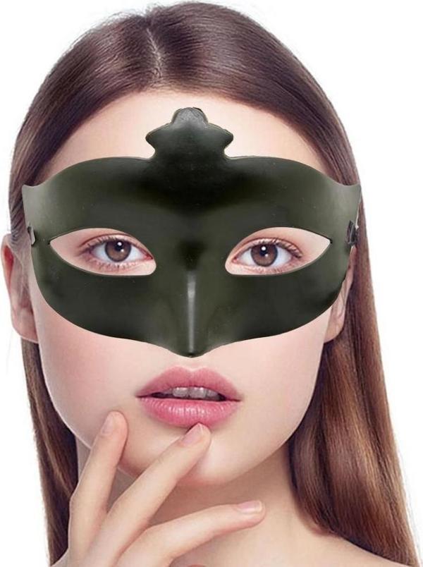 Çocuk Haki Yeşil Renk Masquerade Kostüm Partisi Venedik Balo Maskesi - Image 1