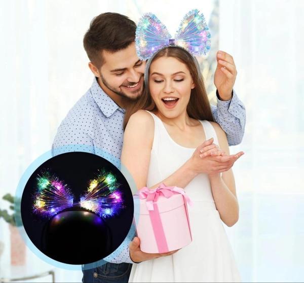 Işıltılı Fiber Fiyonk Gece Tacı Işıklı Ledli Eğlenceli Parti Tacı - Image 1