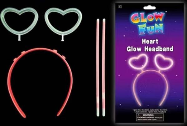 Glow Stick Karanlıkta Yanan Fosforlu Kalp Taç 12 Adet Işıltılı Parti Eğlencesi - Image 1