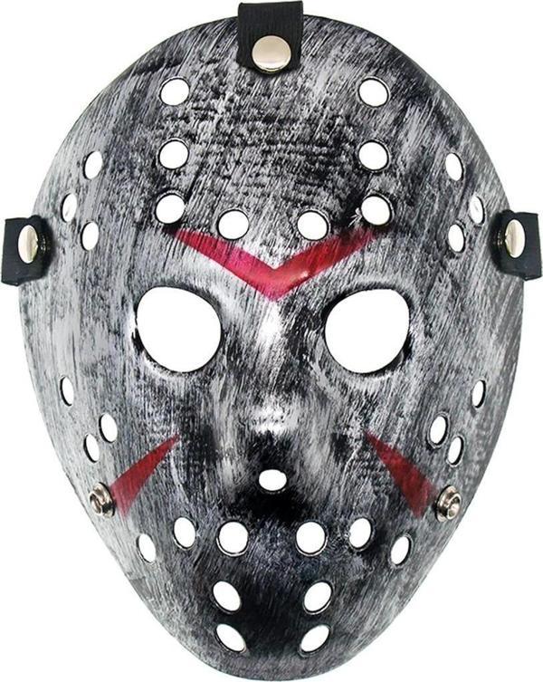 Çocuk Jason Maskesi Hannibal Maskesi Metal Gümüş Renk 20x25 cm - Image 1