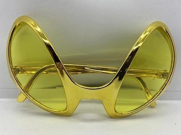 Çocuk Retro Gözlük - 80 li 90 lı Yıllar Parti Gözlüğü Gold Renk 8x13 cm - Image 1