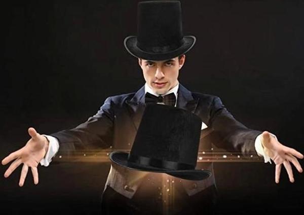 Yetişkin Siyah Ringmaster Sihirbaz Şapkası Silindir Model - Image 1