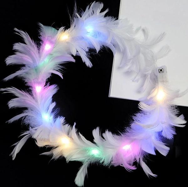Led Işıklı Rengarenk Yanan 3 Fonksiyonlu Beyaz Parti Tacı 12x12 cm - Image 1