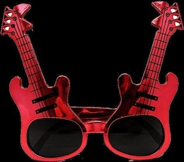 Kırmızı Rockn Roll Gitar Şekilli Parti Gözlüğü 15x15 cm Eğlenceli Aksesuar - Image 1