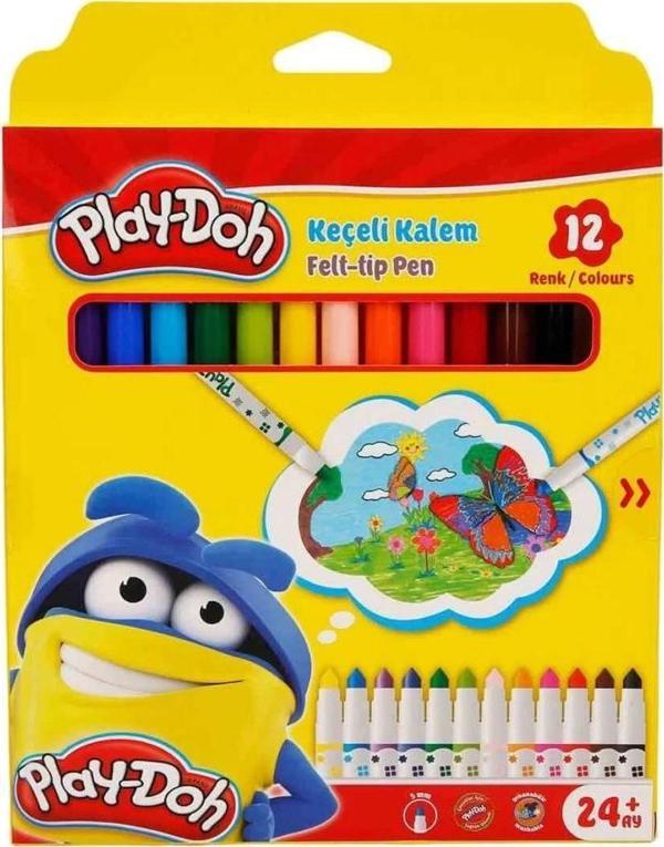 Çocuk Play-Doh Keçeli Kalem 12 Renk Karton Kutu - Image 1