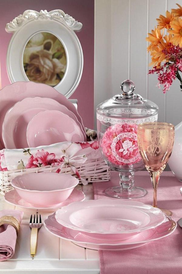 Naturaceram Lar 24 Parça 6 Kişilik Pembe Yemek Seti - Image 1