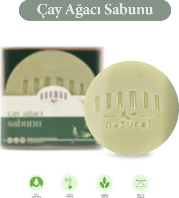 Abamor Natural Aktif Akne Ve Sivilceler Için Etkili Çay Ağacı Sabunu Leke Eşitleyici Hızlı Doğal Sabun 100 Gr - Image 1
