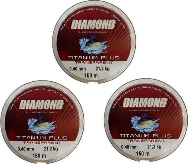 3 Adet Diamond Titanium Plus 0.40 Mm 150 Mt Misina - Renk: Gri 21.2 Kg - Image 1