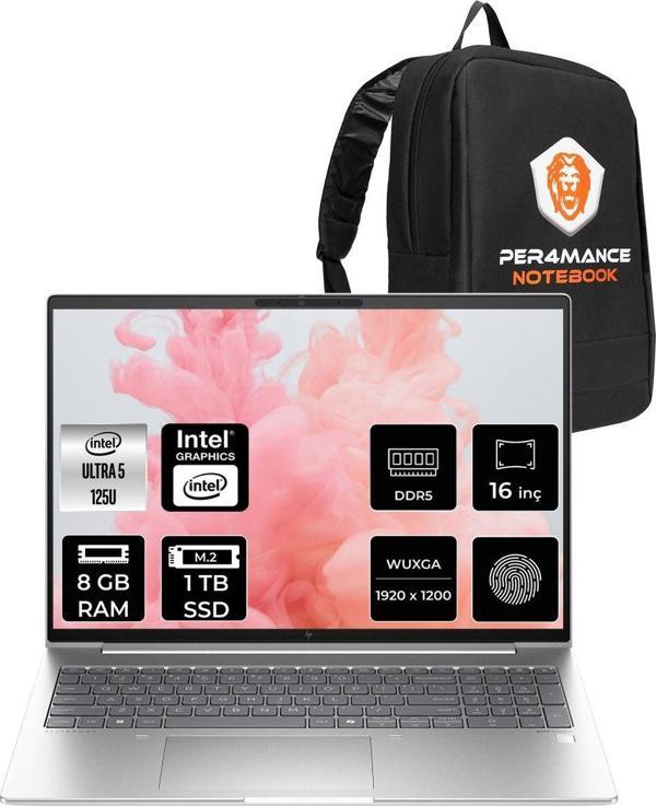 Hp Elitebook 660 G11 Ultra 5 125U 8Gb Ddr5 1Tb Ssd 16" Wuxga Fdos Dizüstü Bilgisayar & Çanta - Image 1
