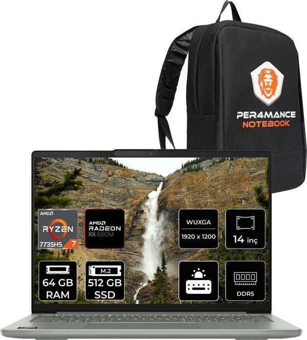 Lenovo Ideapad Slim 5 R7 7735Hs 64Gb Ddr5 512Gb Ssd Radeon Graphics 14'' Wuxga Fdos Dizüstü Laptop - Image 1