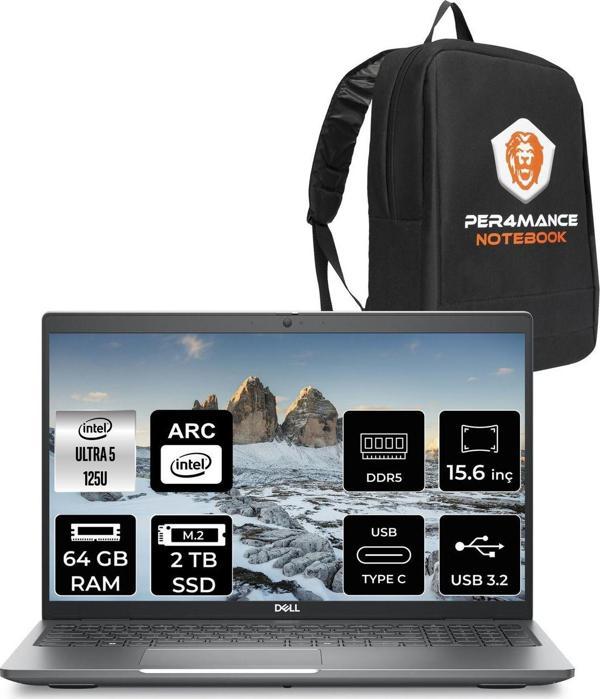 Dell Latitude 5550 Ultra 5 125U 64Gb Ddr5 2Tb Ssd 15.6'' Fhd Fdos Dizüstü Bilgisayar & Per4 Çanta - Image 1