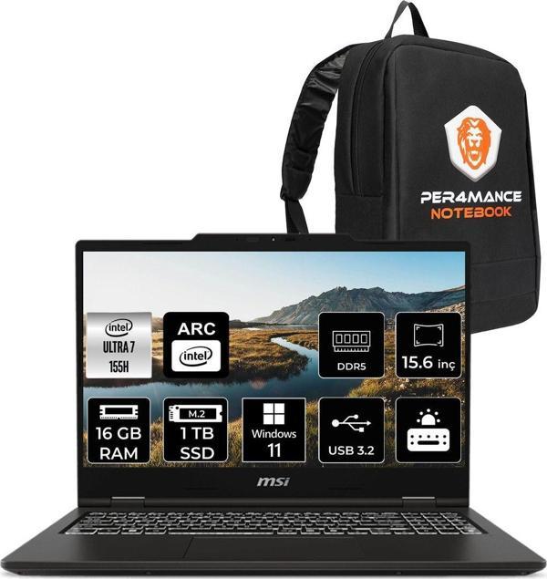Msı Venture 15 Aı Ultra 7 155H 16Gb Ddr5 1Tb Ssd Arc Graphics 15.6'' Fhd 144Hz W11P Dizüstü Laptop - Image 1