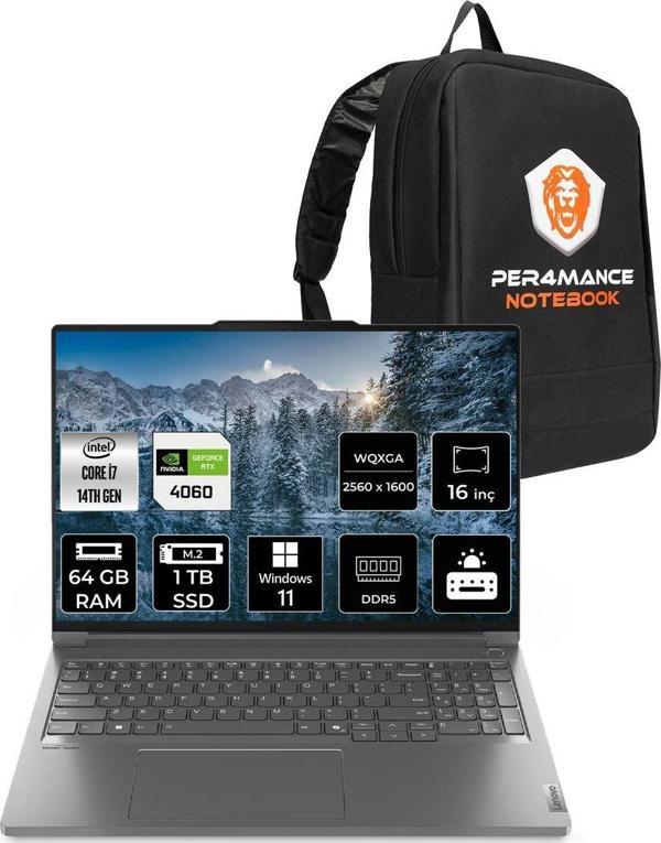 Lenovo Thinkbook İ7 14650Hx 64Gb Ddr5 1Tb Ssd Rtx4060/8Gb 16'' Wqxga W11H Dizüstü Bilgisayar - Image 1