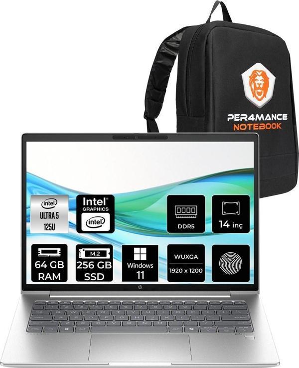Hp Probook 440 G11 Ultra 5 125U 64Gb Ddr5 256Gb Ssd 14" Wuxga W11H Dizüstü Bilgisayar & Çanta - Image 1