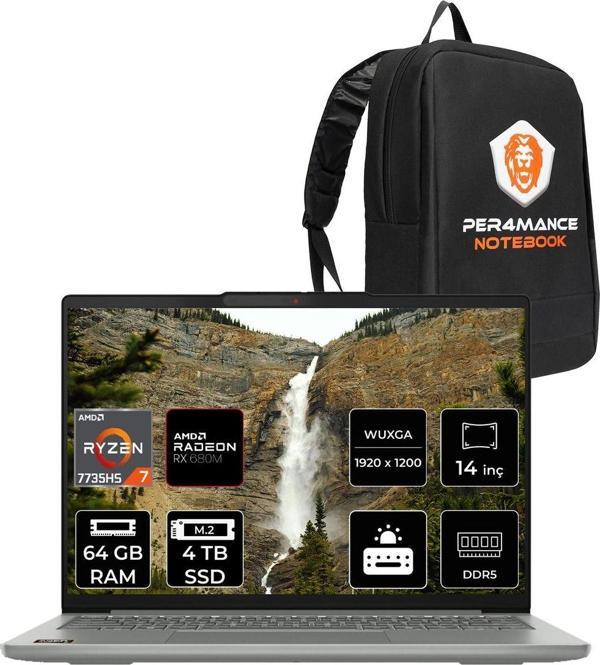 Lenovo Ideapad Slim 5 R7 7735Hs 64Gb Ddr5 4Tb Ssd Radeon Graphics 14'' Wuxga Fdos Dizüstü Laptop - Image 1