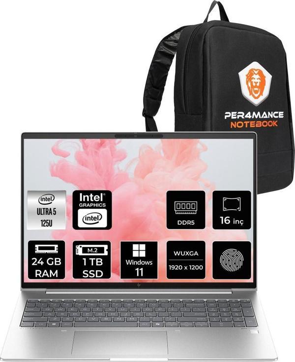 Hp Elitebook 660 G11 Ultra 5 125U 24Gb Ddr5 1Tb Ssd 16" Wuxga W11H Dizüstü Bilgisayar & Çanta - Image 1