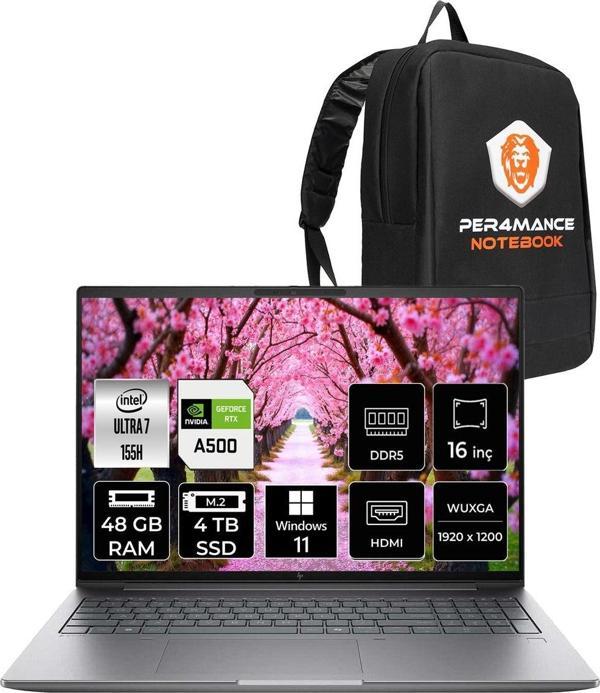 Hp Zbook Power G11 Ultra7 155H 48Gb 4Tb Ssd Rtx500A/4Gb 16'' Wuxga W11H İş İstasyonu & Per4 Çanta - Image 1