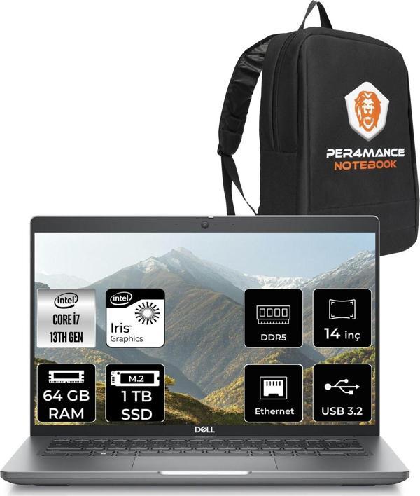 Dell Latitude 5440 İ7 1370P 64Gb Ddr5 1Tb Ssd 14'' Fhd Fdos Dizüstü Bilgisayar & Per4 Çanta - Image 1