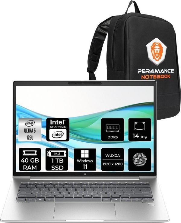 Hp Probook 440 G11 Ultra 5 125U 40Gb Ddr5 1Tb Ssd 14" Wuxga W11P Dizüstü Bilgisayar & Çanta - Image 1