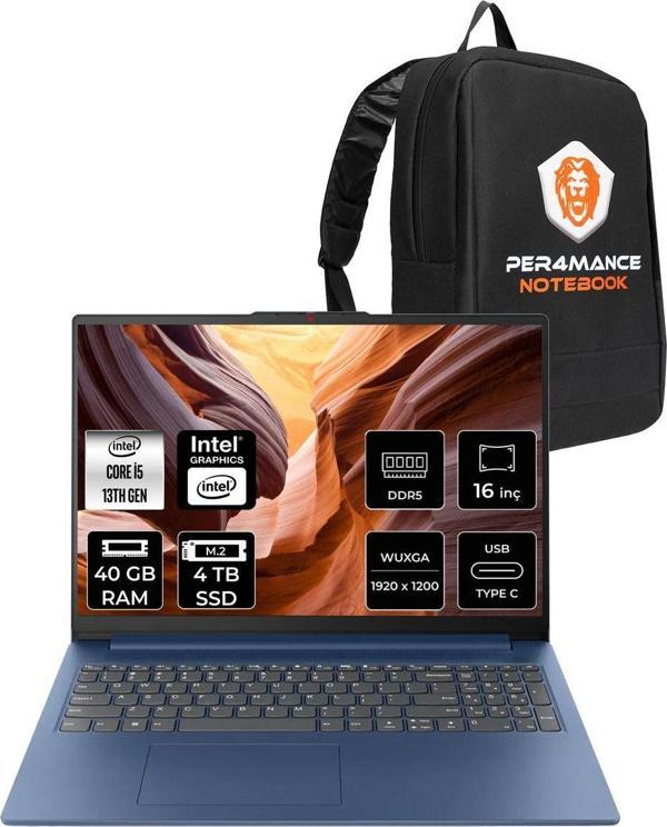 Lenovo Ideapad Slim 3 İ5 13420H 40Gb Ddr5 4Tb Ssd 16" Wuxga Fdos Dizüstü Bilgisayar & Per4 Çanta - Image 1