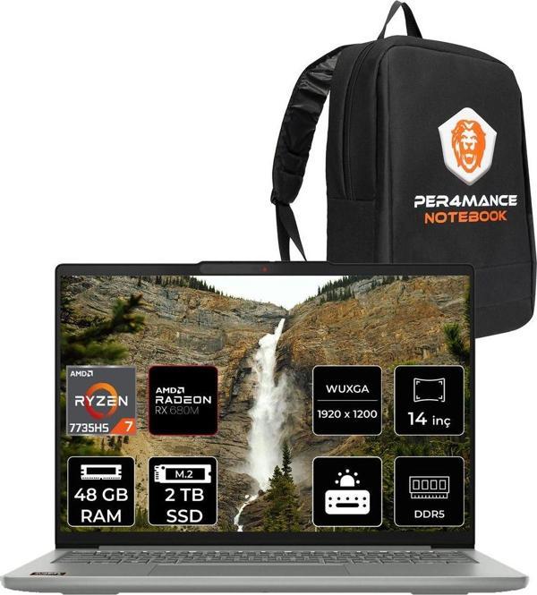 Lenovo Ideapad Slim 5 R7 7735Hs 48Gb Ddr5 2Tb Ssd Radeon Graphics 14'' Wuxga Fdos Dizüstü Laptop - Image 1