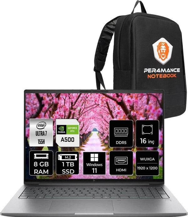 Hp Zbook Power G11 Ultra7 155H 8Gb 1Tb Ssd Rtx500A/4Gb 16'' Wuxga W11P İş İstasyonu & Per4 Çanta - Image 1