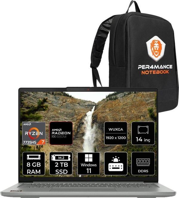 Lenovo Ideapad Slim 5 R7 7735Hs 8Gb Ddr5 2Tb Ssd Radeon Graphics 14'' Wuxga W11P Dizüstü Laptop - Image 1