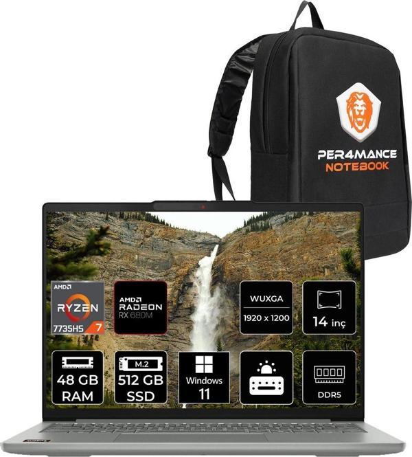 Lenovo Ideapad Slim 5 R7 7735Hs 48Gb Ddr5 512Gb Ssd Radeon Graphics 14'' Wuxga W11P Dizüstü Laptop - Image 1