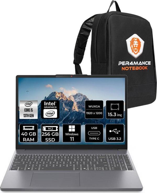 Lenovo Ideapad Slim 3 İ5 13420H 40Gb Ddr5 256Gb Ssd 15.3'' Ips Wuxga W11P Dizüstü & Per4 Çanta - Image 1