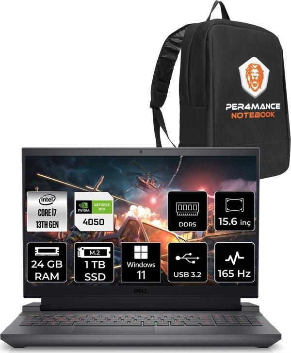 Dell G15 5530 İ7 13650Hx 24Gb 1Tb Ssd Rtx4050/6Gb 140W 165Hz 15.6'' Fhd W11H Gaming Laptop & Per4 - Image 1