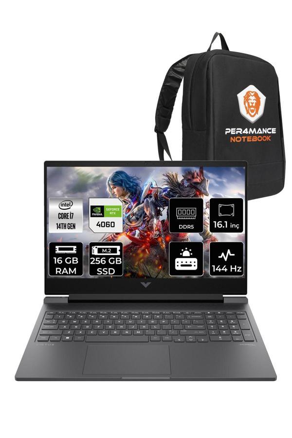 Hp Victus 16 İ7 14700Hx 16Gb Ram 256Gb Ssd Rtx4060/8Gb 144Hz 16.1'' Fhd Fdos Gaming Laptop & Per4 - Image 1