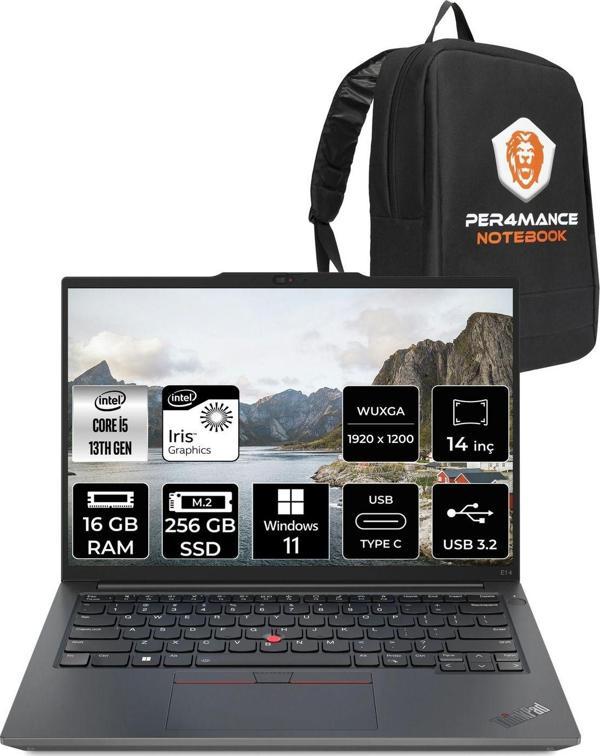 Lenovo Thinkpad E14 G5 İ5 13420H 16Gb 256Gb Ssd Wuxga 14'' W11Home Dizüstü Bilgisayar & Per4 Çanta - Image 1
