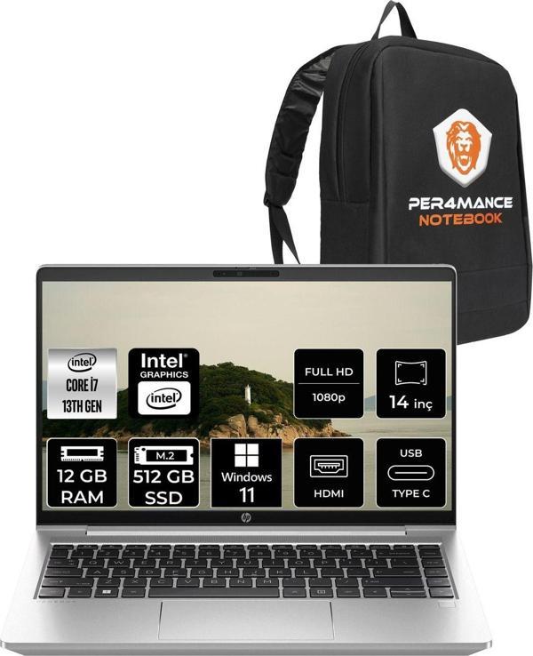 Hp Probook 440 G10 İ7-1355U 12Gb Ram 512Gb Ssd 14'' Fhd W11Pro Dizüstü Bilgisayar & Per4 Çanta - Image 1