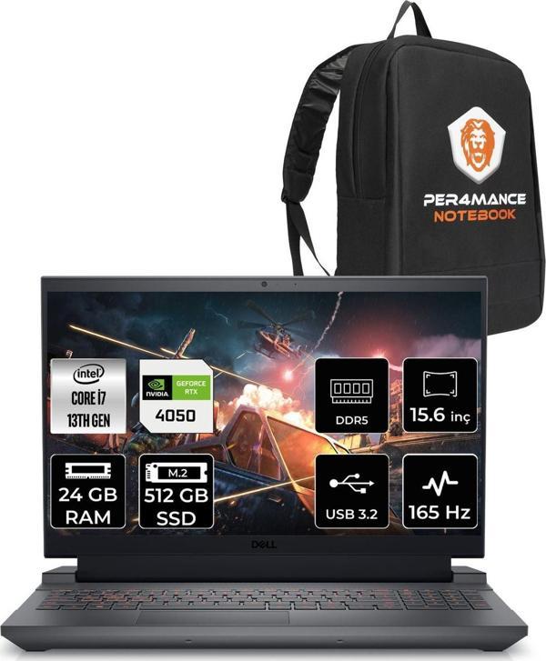 Dell G15 5530 İ7 13650Hx 24Gb 512Gb Ssd Rtx4050/6Gb 140W 165Hz 15.6'' Fhd Fdos Gaming Laptop & Per4 - Image 1