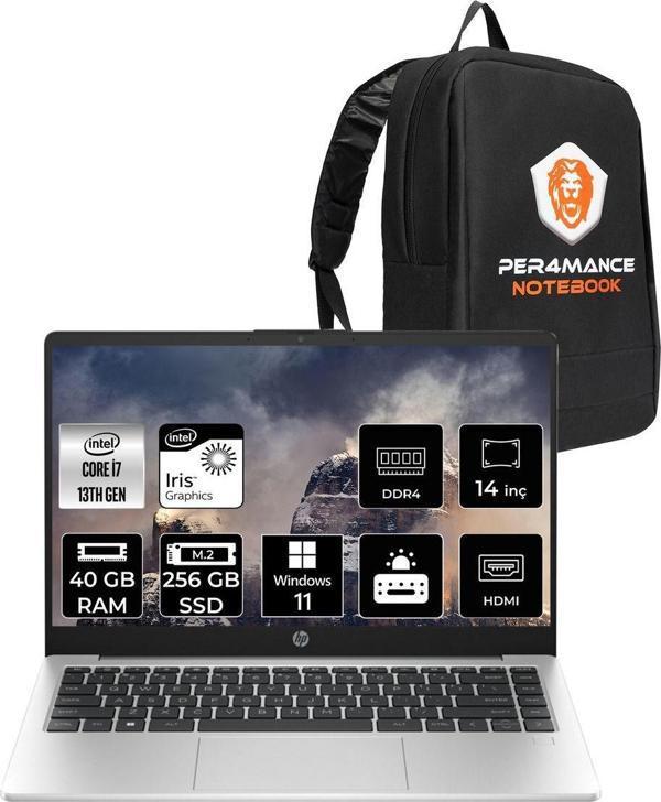 Hp 240 G10 Intel Core İ7 1360P 40Gb 256Gb Ssd 14'' Fhd Ips W11P Taşınabilir Bilgisayar & Per4 Çanta - Image 1