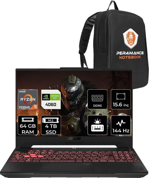 Asus Tuf Gaming A15 Fa507Nv R5 7535Hs 64Gb 4Tb Ssd Rtx4060/8Gb 140W 144Hz 15.6'' Fdos Lp104  Uyumlu - Image 1