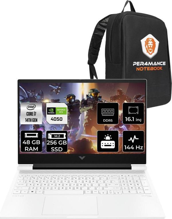 Hp Victus 16 İ7 14700Hx 48Gb 256Gb Ssd Rtx4050/6Gb 16.1" Fhd 144Hz Fdos Gaming Laptop & Per4 Çanta - Image 1