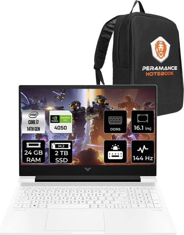 Hp Victus 16 İ7 14700Hx 24Gb 2Tb Ssd Rtx4050/6Gb 16.1" Fhd 144Hz Fdos Gaming Laptop & Per4 Çanta - Image 1