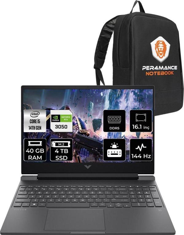 Hp Victus 16 İ5 14450Hx 40Gb 4Tb Ssd Rtx3050/6Gb 16.1" Fhd 144Hz Fdos Gaming Laptop & Per4 Çanta - Image 1