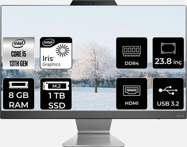 Asus A3402Wbak-I58512B0D İ5 1335U 8Gb 1Tb Ssd 23.8" Fhd Fdos All In One Bilgisayar & Per4 Bellek - Image 1