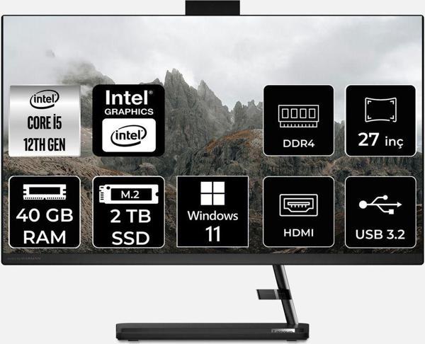 Lenovo Ideacentre 27Iap7 İ5 12450H 40Gb 2Tb Ssd 27" Fhd W11P All In One Bilgisayar & Per4 Bellek - Image 1