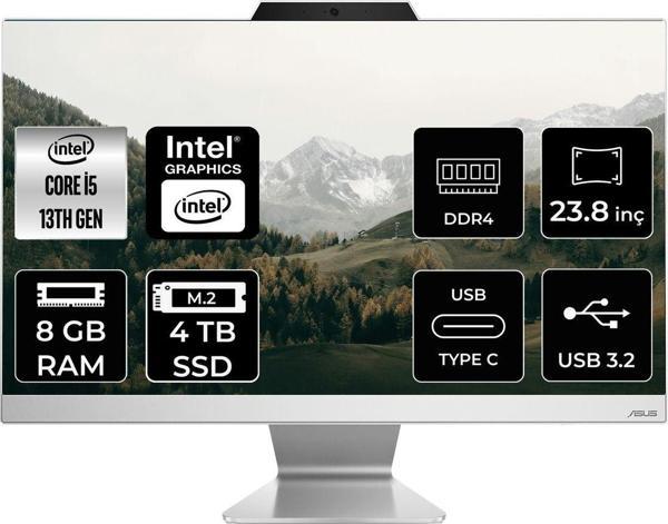 Asus A3402 İ5 1335U 8Gb 4Tb Ssd 23.8" Fhd Fdos All In One Bilgisayar & Per4 Bellek - Image 1