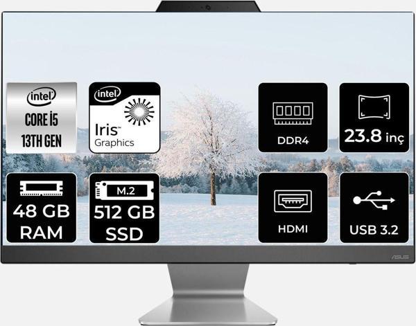 Asus A3402Wbak-I58512B0D İ5 1335U 48Gb 512Gb Ssd 23.8" Fhd Fdos All In One Bilgisayar & Per4 Bellek - Image 1